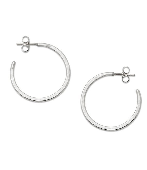 James Avery Classic Sterling Silver Hammered Hoop Earrings, Medium ...