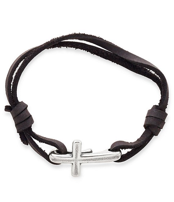James Avery Cross Hook-On Leather Bracelet
