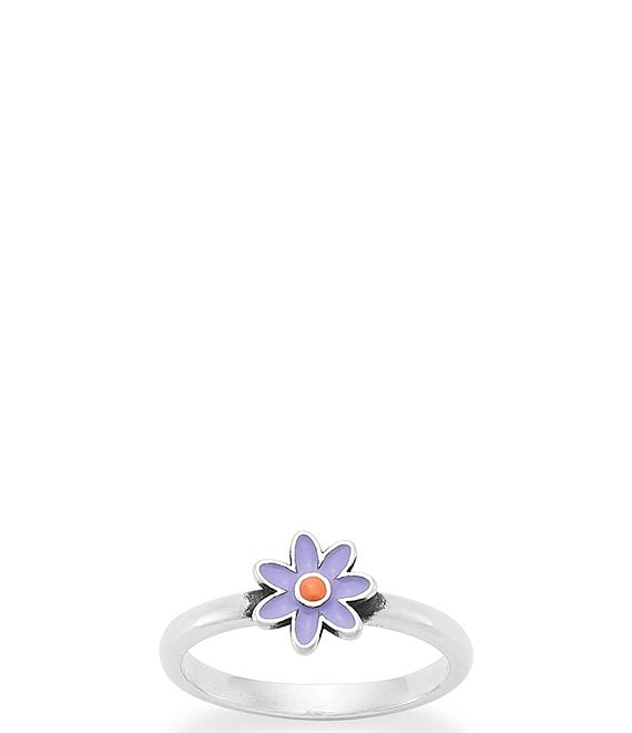 James Avery Enamel Orange Floral Band Ring