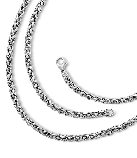 Amazon.com: 925 Sterling Silver 5mm Round Spiga Chain Necklace Pendant  Charm Wheat Fine Jewelry For Women Gifts For Her: Clothing, Shoes & Jewelry