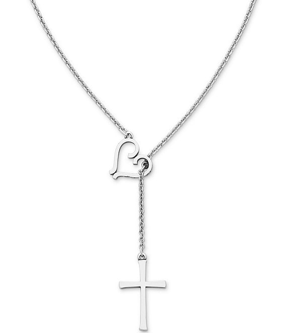 Color:Sterling Silver - Image 1 - Faith, Hope and Love Lariat Necklace