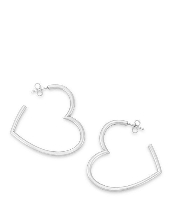Heart Hoop Earrings Sterling Silver 45mm