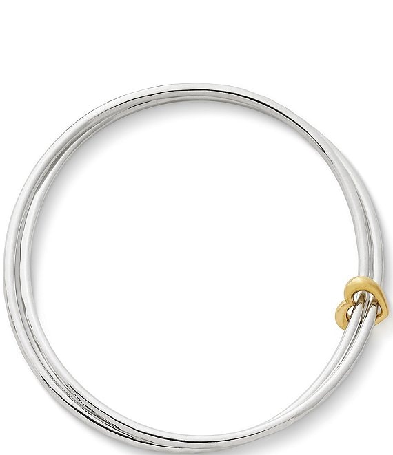 Quality Gold Sterling Silver 22mm Heart Locket Flexible Bangle