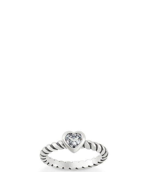 James Avery Heart Twisted Wire Ring with Lab-Created White Crystal Sapphire