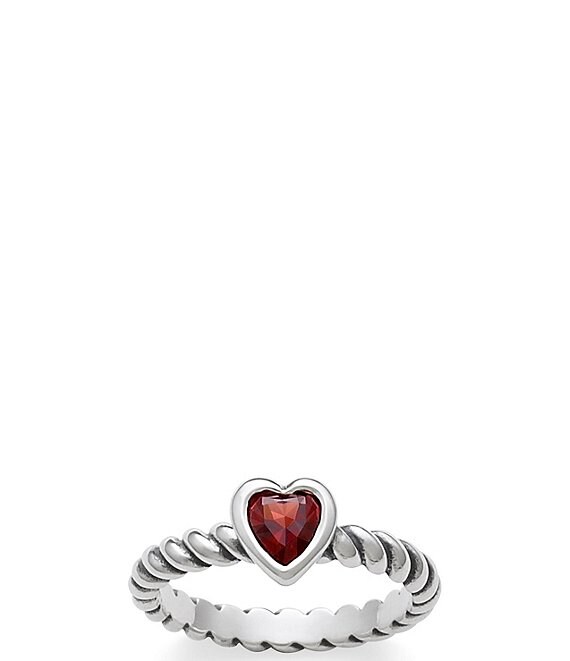 James Avery Heart with Garnet Twisted Wire January Birthstone Ring