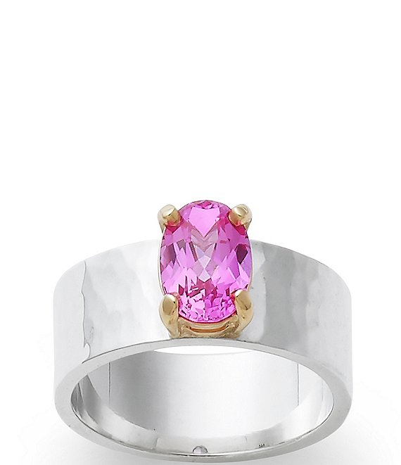 Color:Sterling 14K Gold/Pink Sapphire - Image 1 - Julietta October Birthstone Ring with Lab-Created Pink Sapphire and 14K Gold