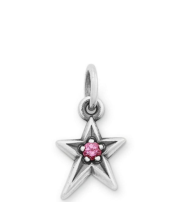 Color:Lab Created Pink Sapphire - Image 1 - October Birthstone Lab Created Pink Sapphire Shining Star Pendant