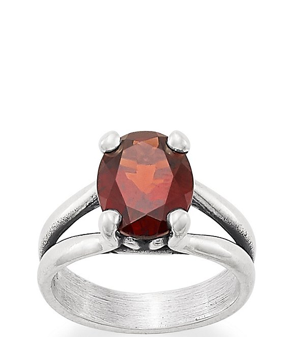 Color:Sterling Garnet - Image 1 - Oval Gemstone Ring