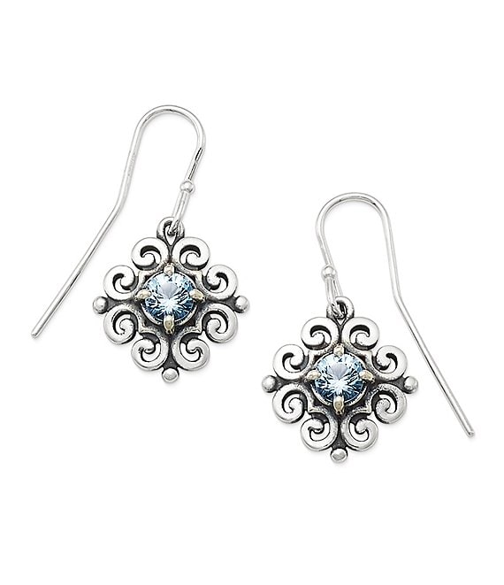 James Avery Scrolled Ear Hooks with December Birthstone