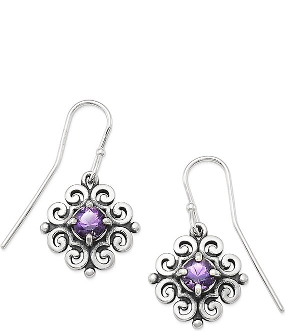 James Avery Scrolled Ear Hooks Sterling Silver With February Birthstone ...