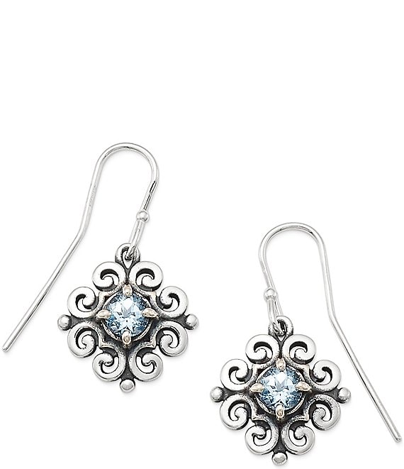 James Avery Scrolled Ear Hooks with March Birthstone