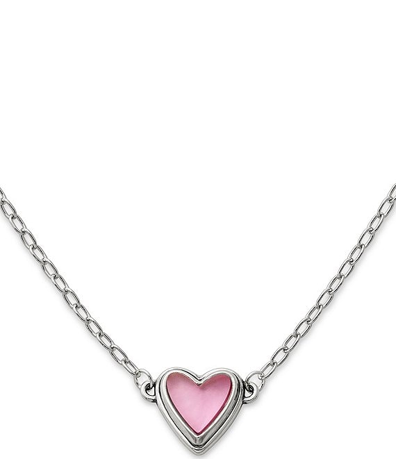 Silver necklace with pink heart pendant by Elsa Lee Paris