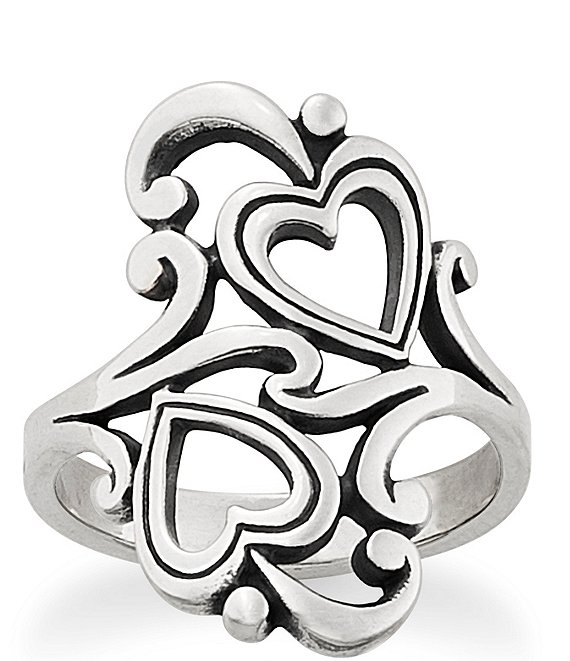 Color:Sterling Silver - Image 1 - Swirls and Scrolls Hearts Ring
