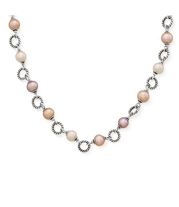 James Avery Twisted Wire Link Necklace with Cultured Pearls