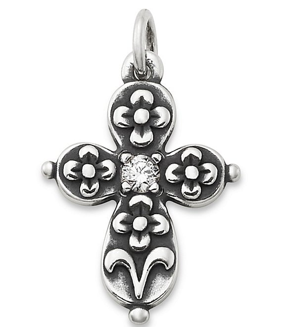 James Avery White Sapphire Floret Cross 