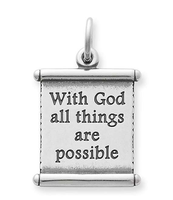 Color:Sterling Silver - Image 1 - With God All Things Are Possible Scripture Scroll Sterling Silver Charm