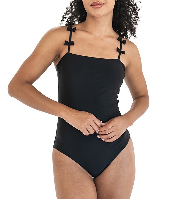 Janela Bay Solid Bow Straps One Piece Swimsuit