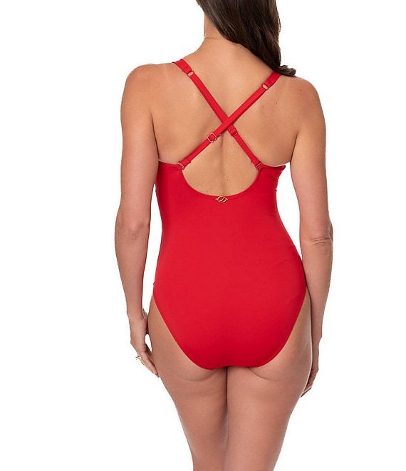 Jantzen Solid Gina Underwire Surplice One Piece Swimsuit | Dillard's