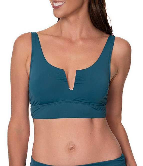 Jantzen Solid Split V-Neck Underwire Midkini Swim Top