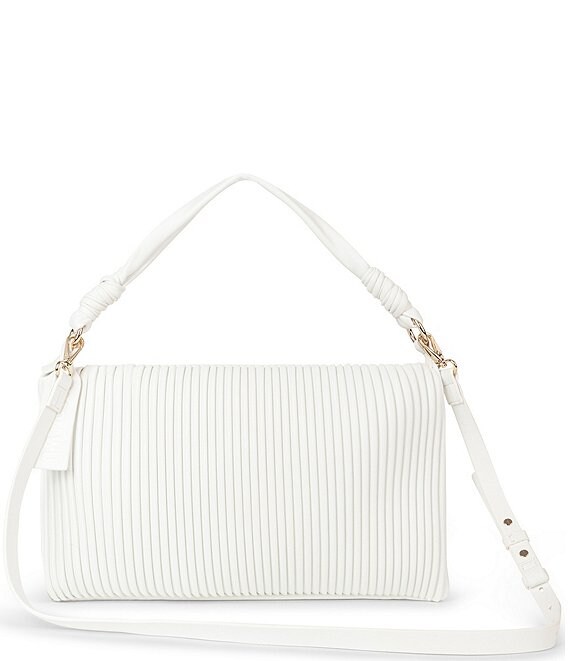 The I Pleated - White Leather Handbag