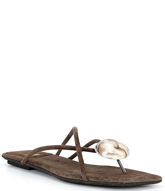 Jeffrey Campbell Cosmos Suede Stone Thong Flat Sandals