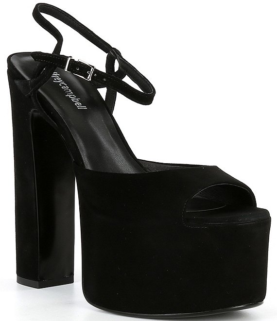 Jeffrey Campbell Ever Last Suede Ultra High Platform Block Heel Sandals