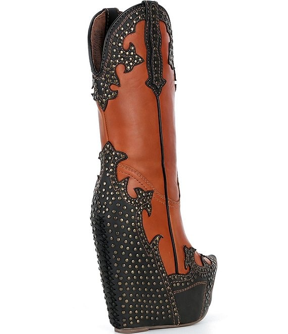 Jeffrey Campbell Giddy-Stud Leather Western-Inspired Platform