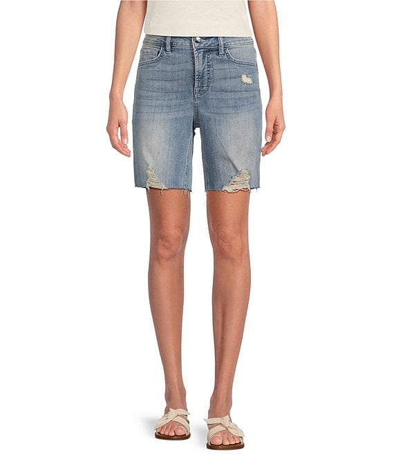 Jen7 By 7 For All Mankind Boyfriend High Rise Distress Shorts