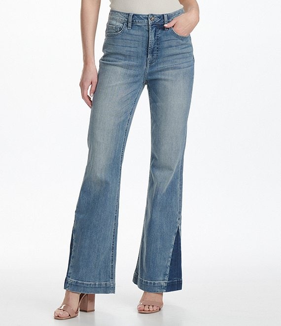 JEN7 by 7 for All Mankind High Rise Paneled Outseam Flared Denim Jeans