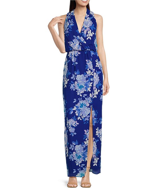 Jessica Howard Floral Print Sleeveless Blouson Maxi Dress | Dillard's