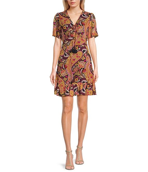 Jessica Simpson Lottie V Neck Floral Print Dress Dillard s