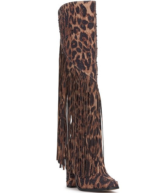 Leopard booties with fringe hotsell