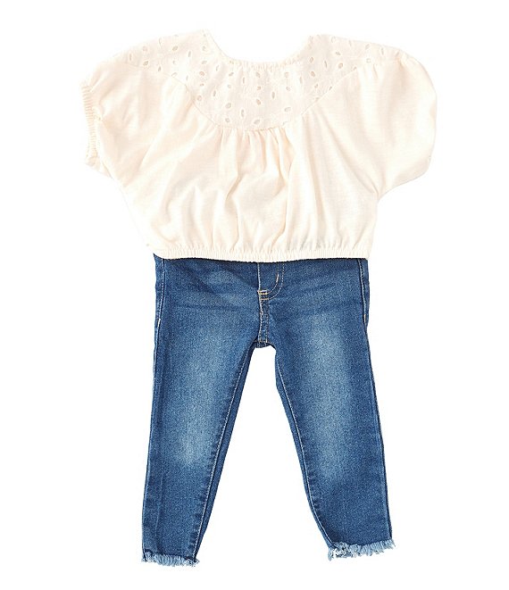 Jessica Simpson Baby Girls 12-24 Months Eyelet Short Sleeve Top and ...