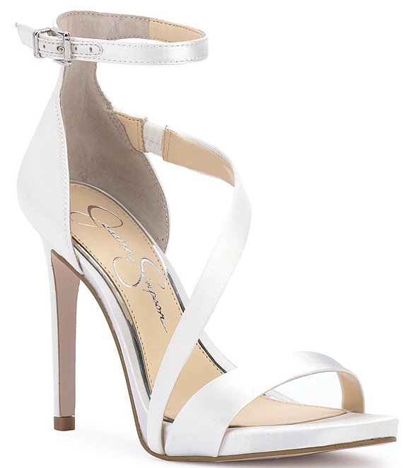 Color:White - Image 1 - Bridal Collection Rayli2 Satin Dress Sandals