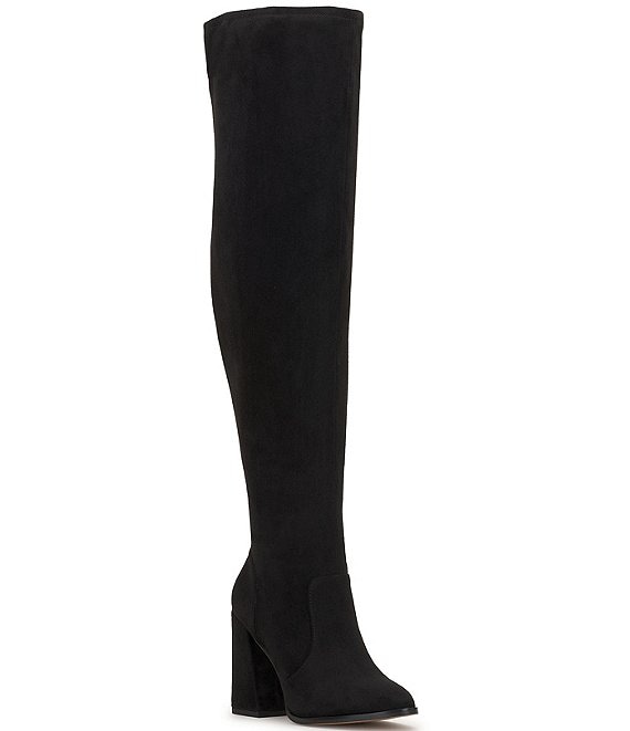 Faux Suede Thigh-High Block Heel Boots | SHEIN IN