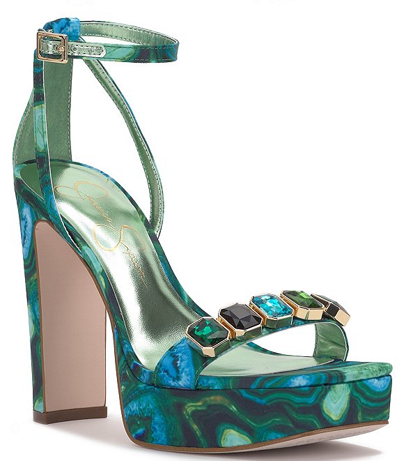 Jessica Simpson Callirah Marble Print Jeweled Strap Dress Sandals