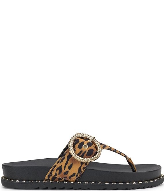 Jessica Simpson Cymmeri Tiger Print Big Buckle Hardware Thong