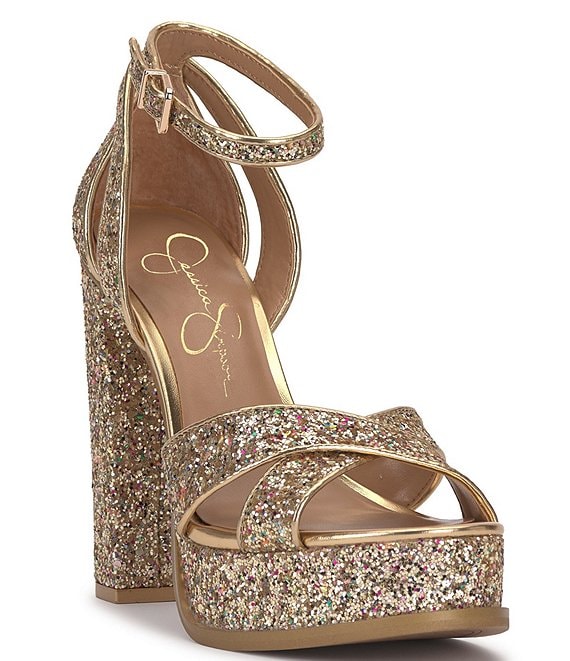 Jessica Simpson Gavynne Glitter Platform Dress Sandals | Dillard's