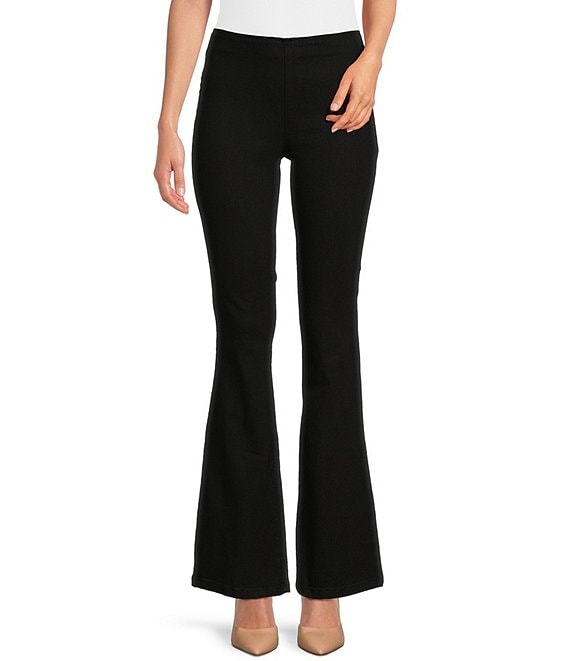 Color:Black - Image 1 - High Rise Pull-On Flare Jeans