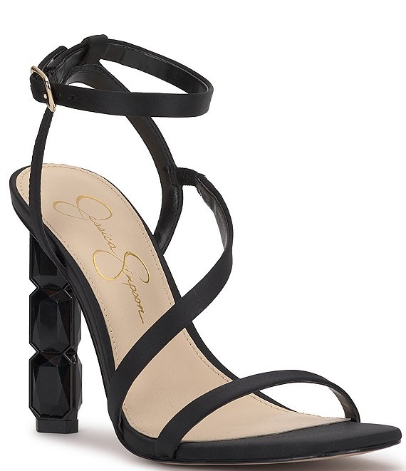 Color:Black - Image 1 - Jety Jewel Heel Dress Sandals