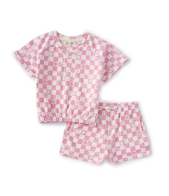 Jessica Simpson Little/Big Girls 4-8 Short Sleeve Checked Floral Print ...