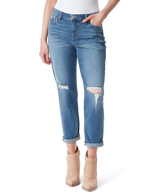 Jessica Simpson Light Blue Straight Leg Distressed Maternity Jeans