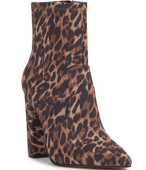 Jessica Simpson Narelle Faux Suede Leopard Print Block Heel Booties