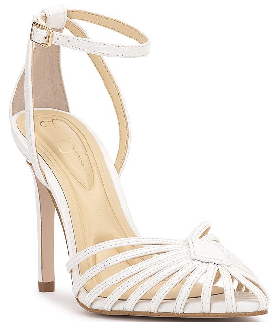 Jessica Simpson Paveri Lizard Embossed Strappy Caged Ankle Strap Pumps