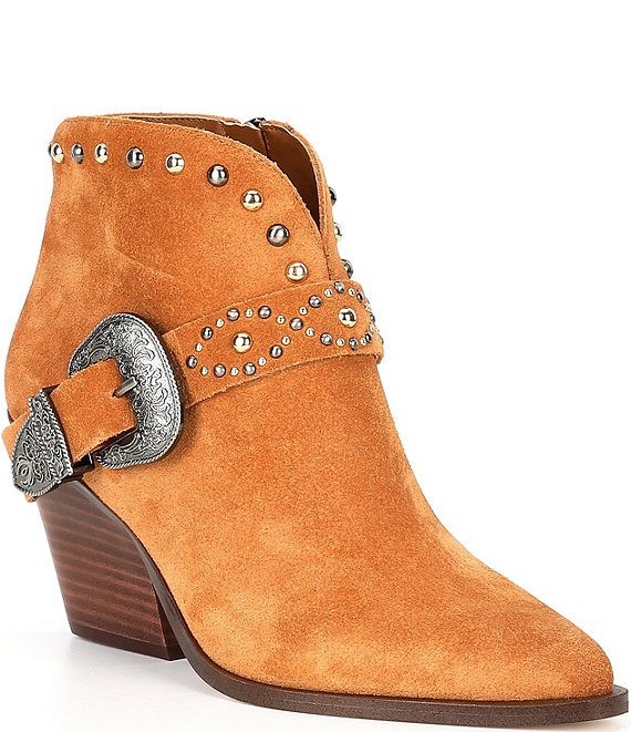 Jessica Simpson Pivvy Suede Western Buckle Booties Dillard s