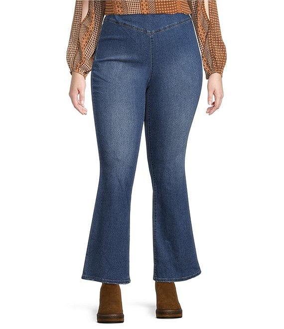 Color:Jayda - Image 1 - Plus Size High Rise Pull-On Flare Jeans