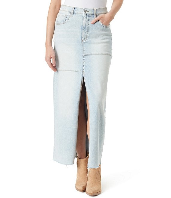 Jessica Simpson Sayer High Rise Front Slit Denim Maxi Skirt | Dillard's