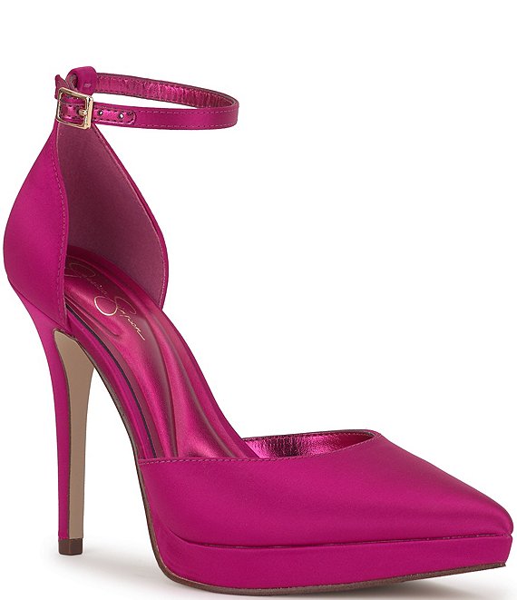 Jessica Simpson Sendia Satin Ankle Strap Platform Pumps
