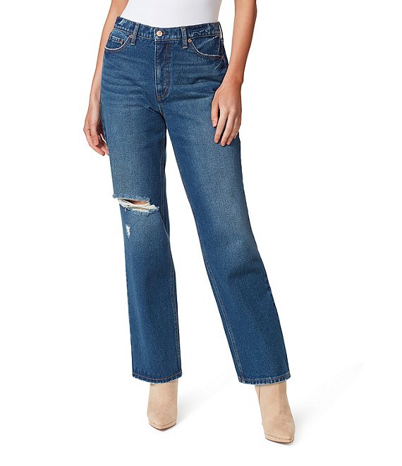 Color:Midnight Ramble - Image 1 - Sweet Slouchy Straight Leg High Rise Jeans