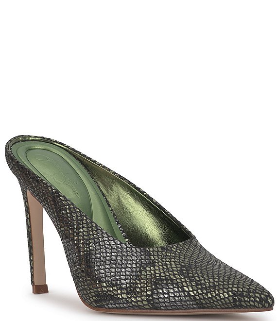 Jessica Simpson Wilix Snake Embossed Heeled Mules